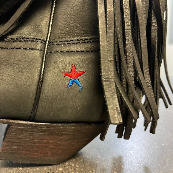 Redneck Riviera Black Fringe Cowgirl Boots Size 8 - Picture 2 of 7